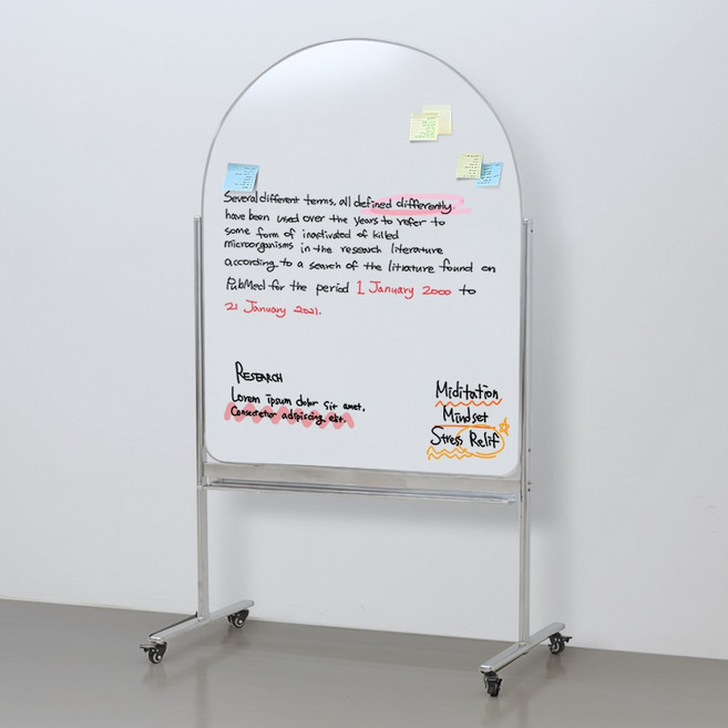 더조은칠판 아치형 양면 화이트보드, 크롬 알루미늄