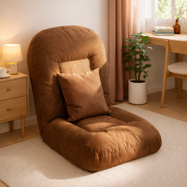 소프트엣지 접이식 등받이 좌식의자, 모카 브라운, 1개