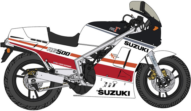 112 21764 하세가와 스즈키 RG500Γ 후기 형 레드 화이트 컬러 플라스틱 모델