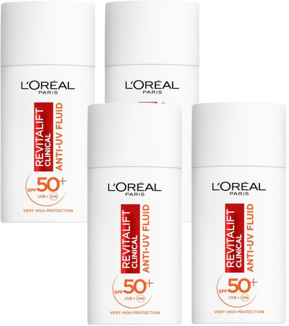 L'Oreal Paris Revitalift Clinical SPF 50+ UV Fluid 로레알 파리스 플루이드 선크림, 4개, 50ml