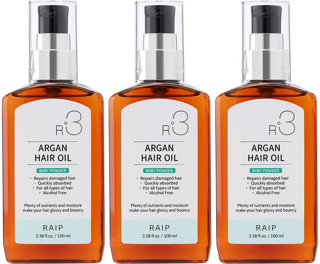라입 R3 아르간 헤어오일 베이비파우더, 100ml, 3개 - 쿠팡