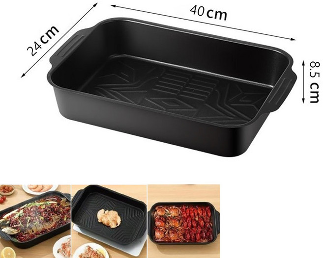 다기능의 생선그릴팬 가정용 스테이크 삼겹살 사각 인덕션고기불판, 1개, 40cm