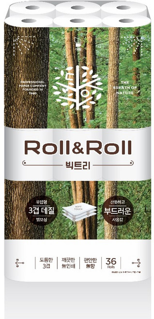 대왕롤앤롤 빅트리 3겹 고급롤화장지, 25m, 36개입, 1개