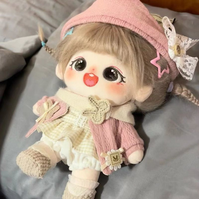 20cm 인형 옷 세트 플러시 인형용 갈아입히기 쉬운 미미 바비 아이돌 인형옷 미니치마, 1개, 귀여운 토끼 핑크 세트
