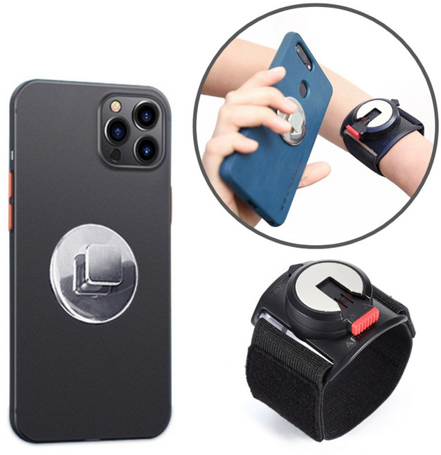 밴드 2종류 제공 360도 회전 스마트폰 손목거치대 BL, 1개