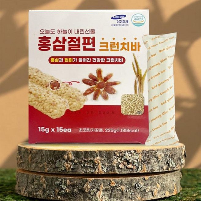 홍삼절편 크런치바 건강 간식 15g x15개입, 1개