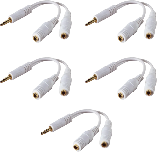 5개입 듀얼 커플 이어폰 2구 Y잭, 1개, 화이트(T-488) 5개