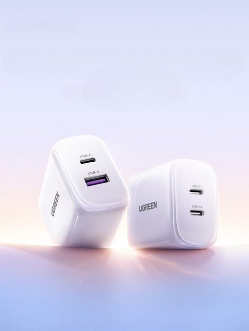 고속충전기 45W GaN 듀얼포트 C타입 멀티 PD 충전기 호환 65W 지원, 1개, 애플 MFi 인증 케이블 세트