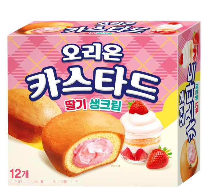 오리온 카스타드 딸기 생크림 12p, 1개, 276g