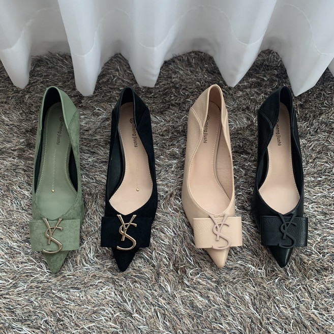 스틸레토 리본 양가죽 하이힐 펌프스 구두 6cm