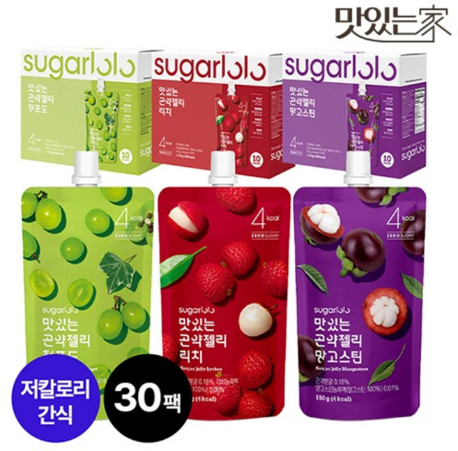 슈가로로 4kcal 곤약젤리 청포도10팩+리치10팩+망고스틴10팩, 없음, 150g, 1개