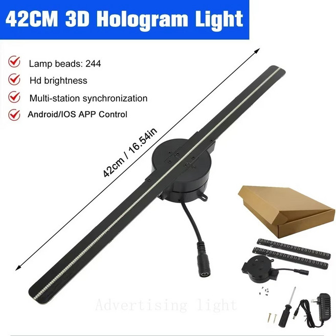 3D 홀로그램 선풍기 42c WiFi 디스플레이 라이트 HD 상점 바 파티 크리스마스, 02 US Plug, 01 G42 HD
