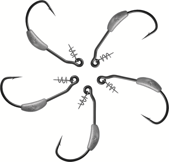 너츠 웨이트훅 스프링훅 세트 배스 루어낚시 바늘세트, 1개, 5개입
