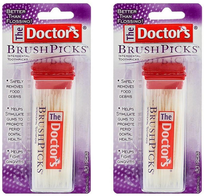The Doctor's BrushPicks 치간 이쑤시개 팩 당 피크 120개(2팩), The Doctor's BrushPicks 치간 이쑤시