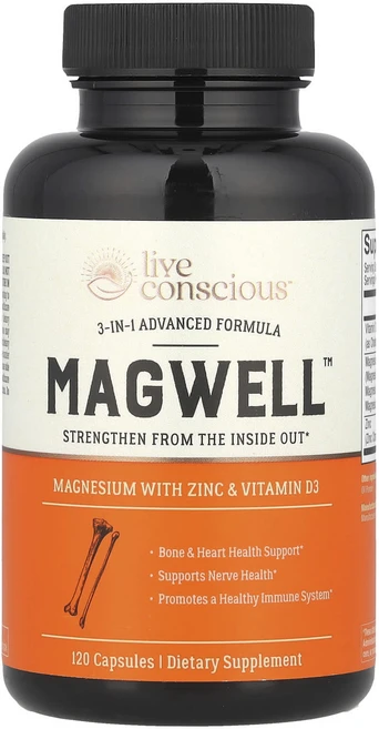 라이브컨셔스 MagWell 3-in-1 어드밴스드 포뮬러 캡슐 120정, 5개 - 쿠팡