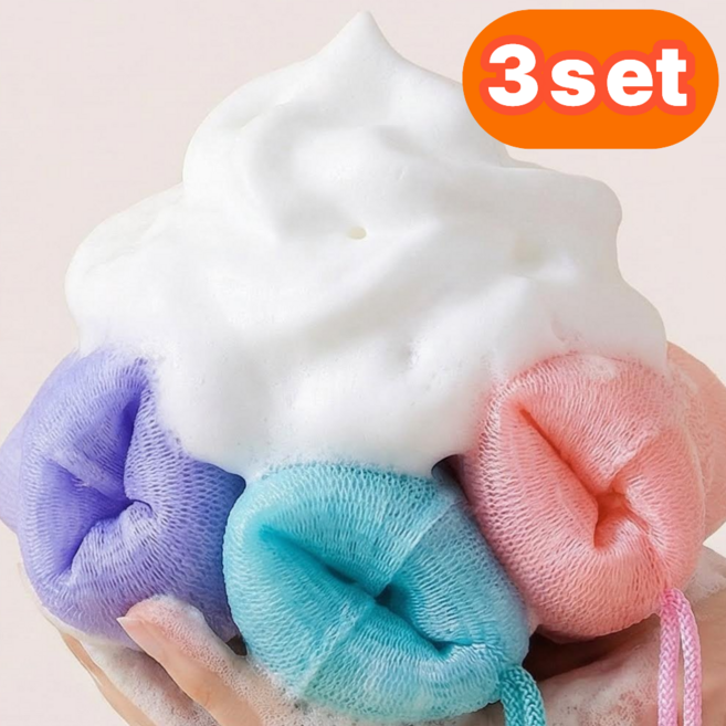 소소로이 자극없는 프리미엄 6겹 비누망 풍성한 비누 거품망 주머니, 3개, 혼합