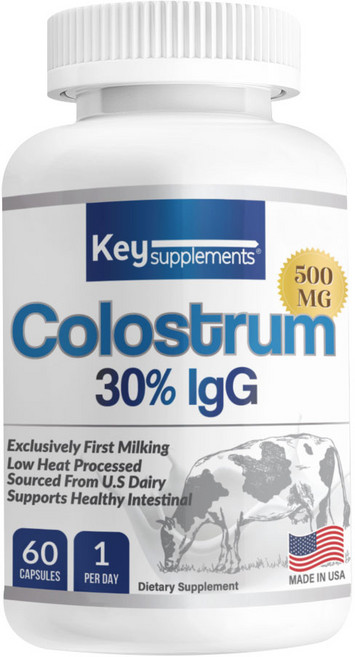 키서플리먼트 초유 영양제 500mg 콜로스트럼 Colostrum 30% IgG 60 캡슐 하루 1정 섭취 스페셜 프리미엄 포뮬라 Key Supplements, 1개, 60정