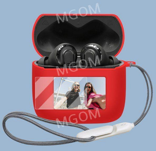 JBL TOUR PRO3 케이스 보호 커버 실리콘 액정보호 필름 무선 이어폰 호환 이어버드, 투어 프로 3, 레드+스트랩+액정필름, 1개