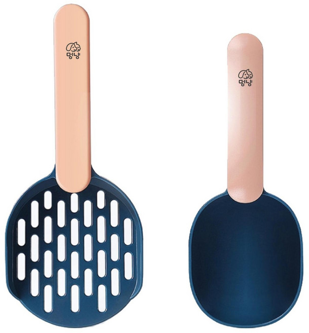 멍냥 모던디자인 고양이 모래삽 + 사료주걱, 핑크+ 블루, 1개