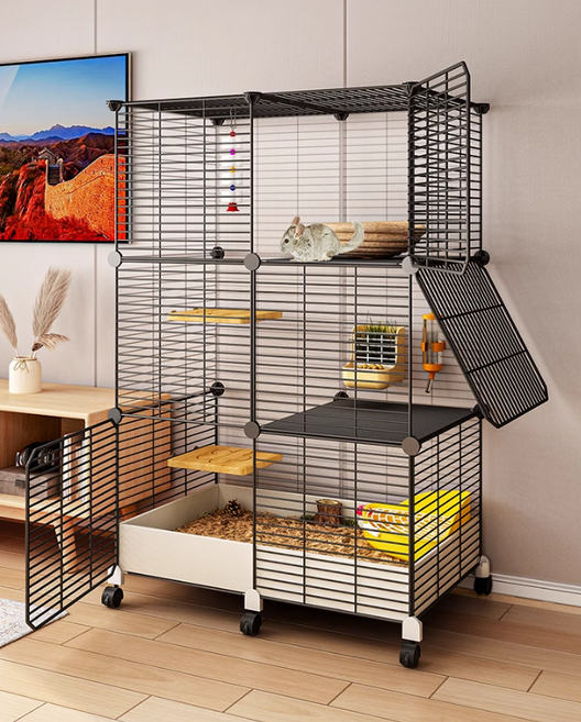 후아루 대형 슈가글라이더 집 케이지 친칠라 기니피그 하늘 다람쥐 피그미 앵무새 새장 사육장, 이동식 3단 5종세트, 1개