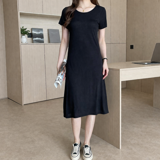 티엔시아 미니 미디 롱 모달 반팔 원피스 3종