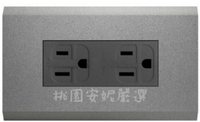 JYE中一電工 開關插座-烤漆系列-灰色原廠出貨 拆封無法退貨, 1個, ∅2.0雙插座附接地