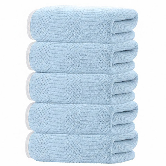 Craftsy 극세사 호텔 수건 40수 사계절용 세면 바스타올 먼지없는 속건 타월, 5개, 하늘블루