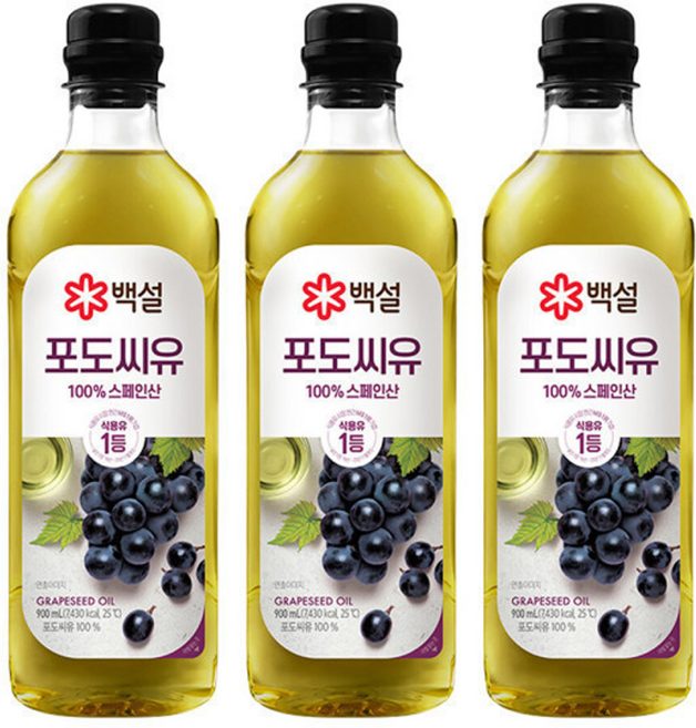 백설 포도씨유, 3개, 900ml
