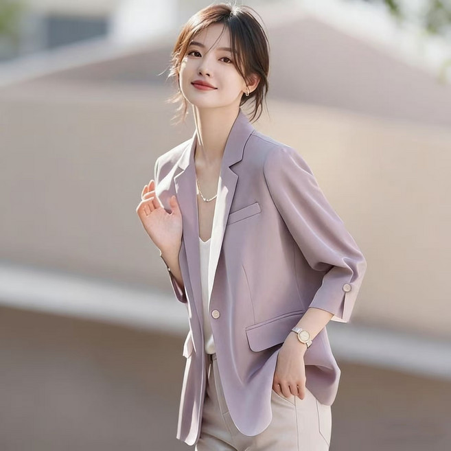 휠렉스 여성 캐주얼 출근룩 7분소매 블레이저 JT480
