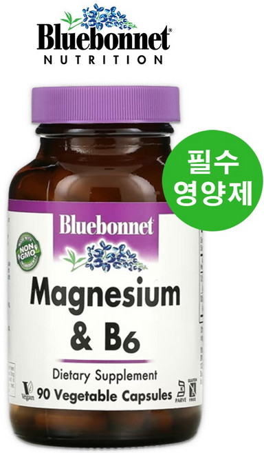 블루보넷 뉴트리션 마그네슘 칼슘 비타민b6 90정 3개월분 기초영양제 미네랄 스트레스관리, 1개, 1개
