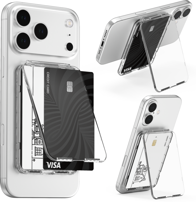 모란카노 맥세이프 카드지갑 2장 수납 스탠드 케이스, 투명, 1개 - 맥세이프 카드케이스