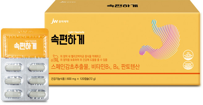 중외 속편하게 위건강 위점막 보호 120캡슐 x 1박스 (1개월분 총 120캡슐), 120정