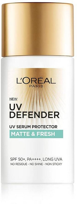 L'Oréal Paris 자외선 차단제 지성 피부를 위한 경량 매트 자외선 차단제 UVA 및 UVB 보호 SPF 50 PA+++ 매트 & 프레시 UV 디펜더 세럼 프, L’OREAL PARIS L'Oréal Paris 자