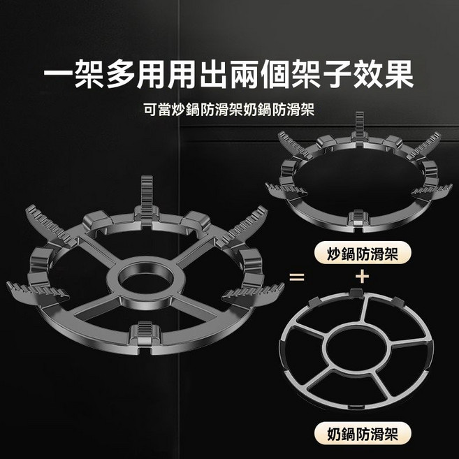 鑄鐵爐架 瓦斯爐架 防滑鍋架 燃氣灶支架 露營鍋架, 1個, 【防滑升級】旗艦6爪防滑架-1個