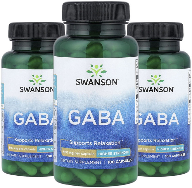 스완슨 가바 GABA 500mg 캡슐 100정 2+1, 100회분, 3개