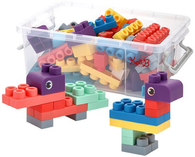 캐스비 튼튼 베베말랑 빌딩 블럭 100p 세트, 1COLOR Soft Mixed(혼합색상), 1개