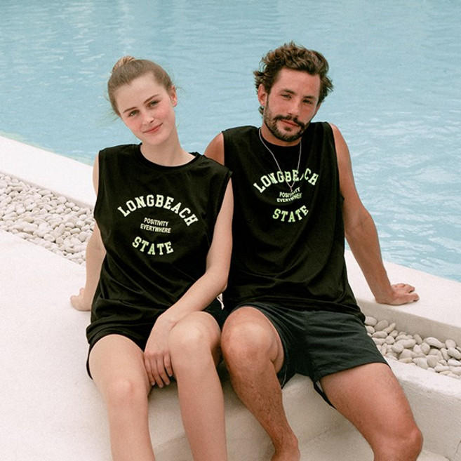 이스트본 롱비치 나시 래쉬가드 커플래쉬가드 루즈핏 빅사이즈 수영복, XL, 블랙/라임