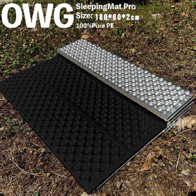 OWG SleepingMat Pro 雙面蜂巢露營墊 180x60x2cm XPE材質 輕量摺疊 黑色