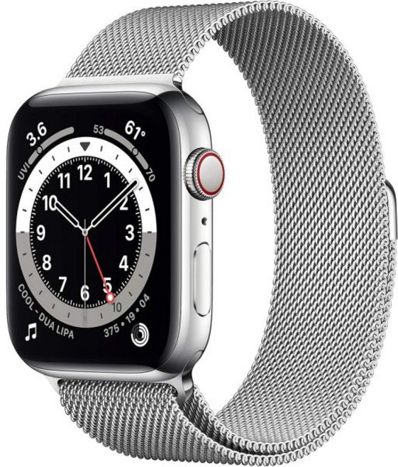 Apple Watch Series 6 (GPS + Cellular 44mm) - 실버 스테인리스 스틸 케이스 밀라네즈 루프 (리뉴얼)