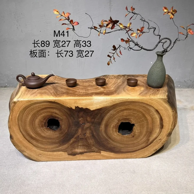 뿌리 조각 나무 그루터기 티 테이블 단단한 커피 발코니 선반, 04 D 89-27-33CM