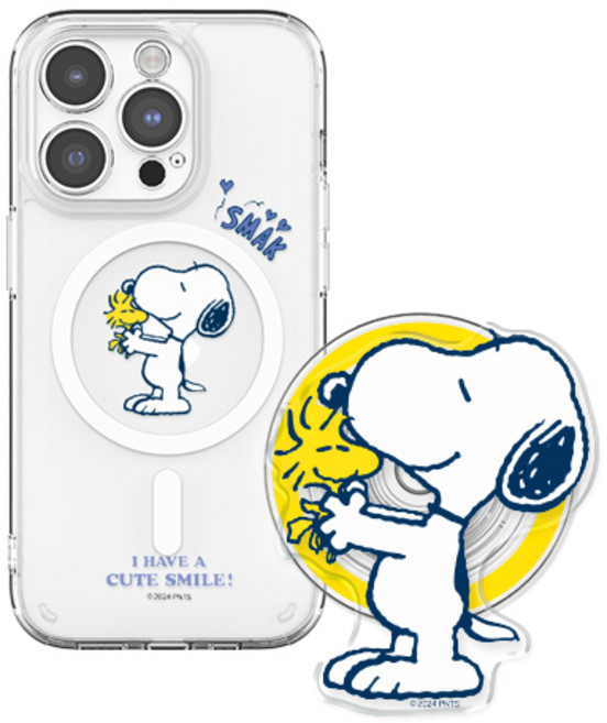 스누피 리얼미 갤럭시 아이폰 렌즈가드 마그네틱 케이스+아크릴톡 세트(맥세이프 호환)