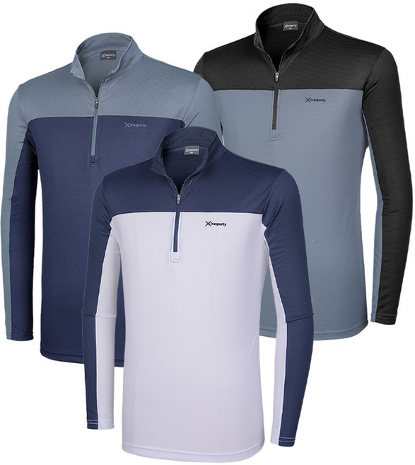 [이지바이] (총 세장!!!) 남성 긴팔 집업티_온더락 엠보싱 원단 긴팔 집업 티셔츠