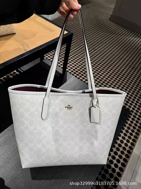 蔻c家 city33 托特包 購物袋 磁扣 大容量 印花 手提單肩女包, 冰川白