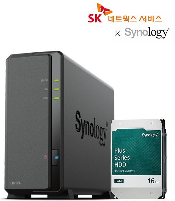 시놀로지 NAS DS124 16TB 가정용 초보자 입문용 나스 백업서버 DSM 7.2 지원