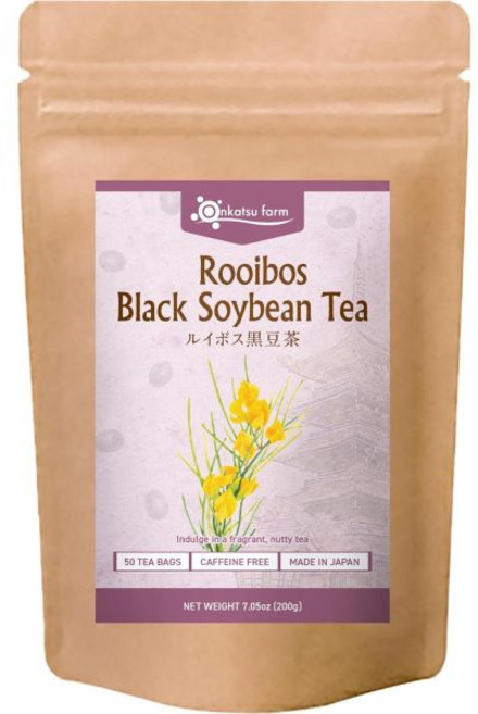 홍차효능 홈카페 블랙티 [온카츠 농장] 구로마메 흑두차 40 카운트 피라미드 티백 비카페인 일본산 차 영어 라벨, Black Soybean Rooibos, 1개