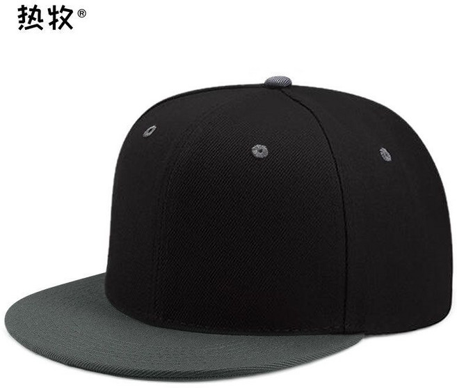 平沿嘻哈棒球帽 男生鴨舌帽 黑色 紅沿