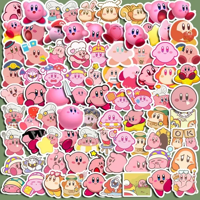 쿠쿠스토어 100PCS Kawaii 커비 애니메이션 게임 스티커 스케이트 보드 냉장고 기타 노트북 오토바이 여행, 01 100PCS