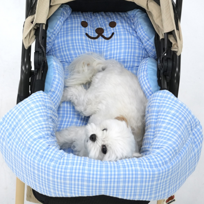 강아지 차량용 카시트 유모차 가드 쿠션, 블루, 1개