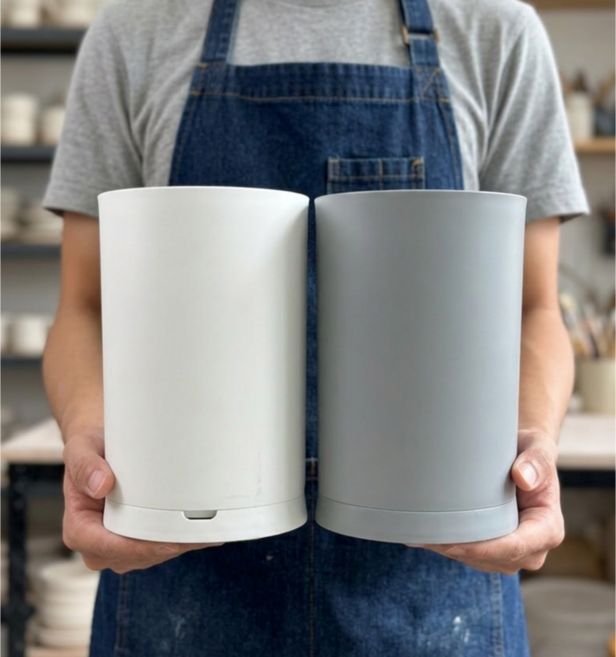 뉴토기 플라스틱 가볍고 슬림한 원통화분, 2개, 화이트