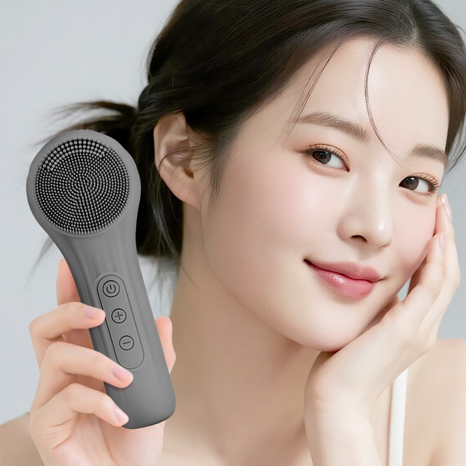 CozyTemp 진동 클렌저 실리콘 세안 브러쉬 온열 진동 얼굴클렌징기계, 그레이